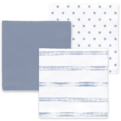 SWADDLE DESIGNS BLANKET MUSLIN DENIM STRIPES S/3