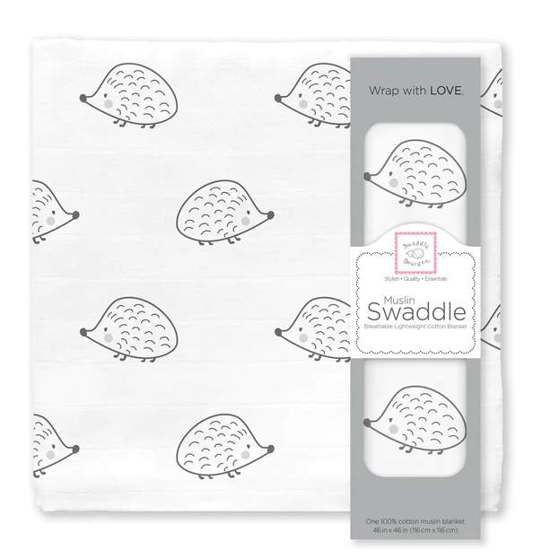 BLANKET MUSLIN HEDGEHOG BLACK #66442