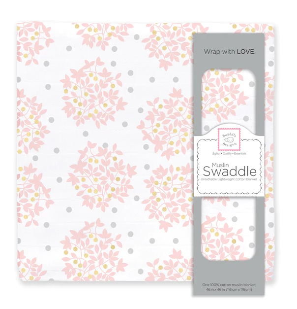 BLANKET MUSLIN PINK FLORAL #66444