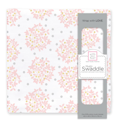 SWADDLE DESIGNS BLANKET MUSLIN PINK FLORAL