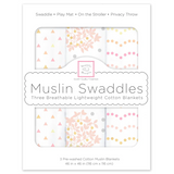 BLANKET MUSLIN FLORAL SHIMMER S/3