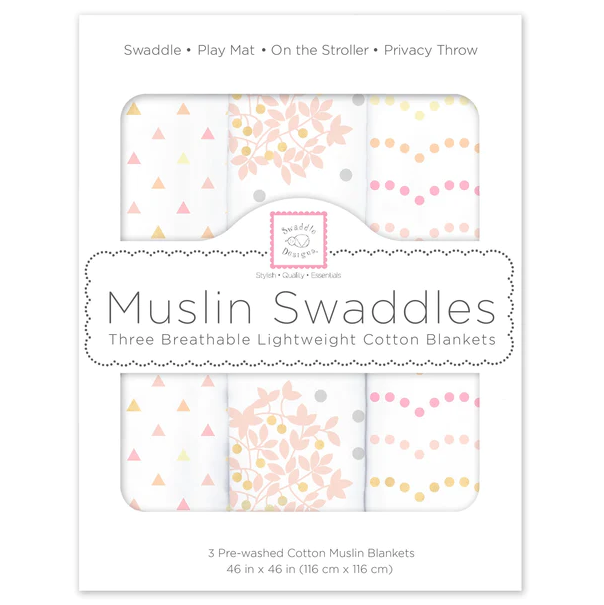 BLANKET MUSLIN FLORAL SHIMMER S/3 #66447