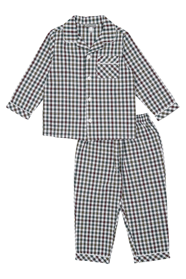 PAJAMAS SET LONG SLEEVE GREEN PLAID