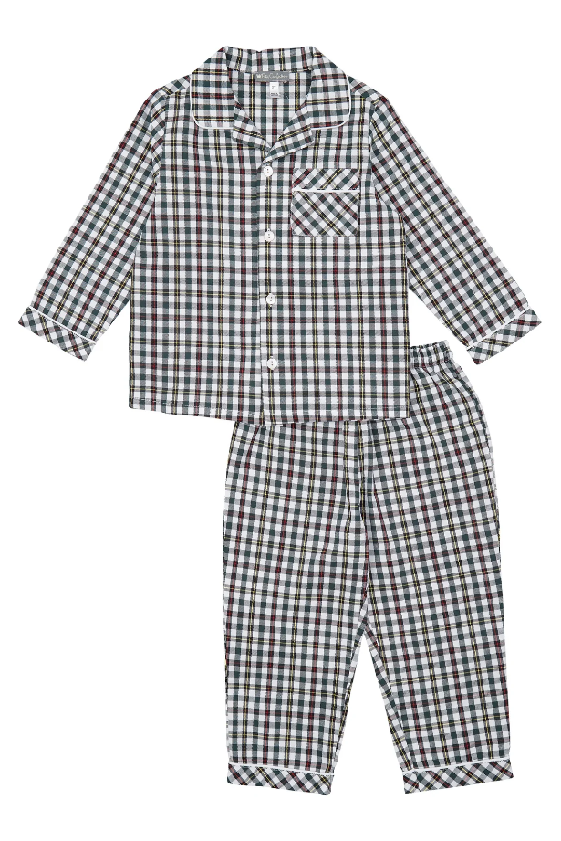 PAJAMAS SET LONG SLEEVE GREEN PLAID (Available in 2 Sizes)