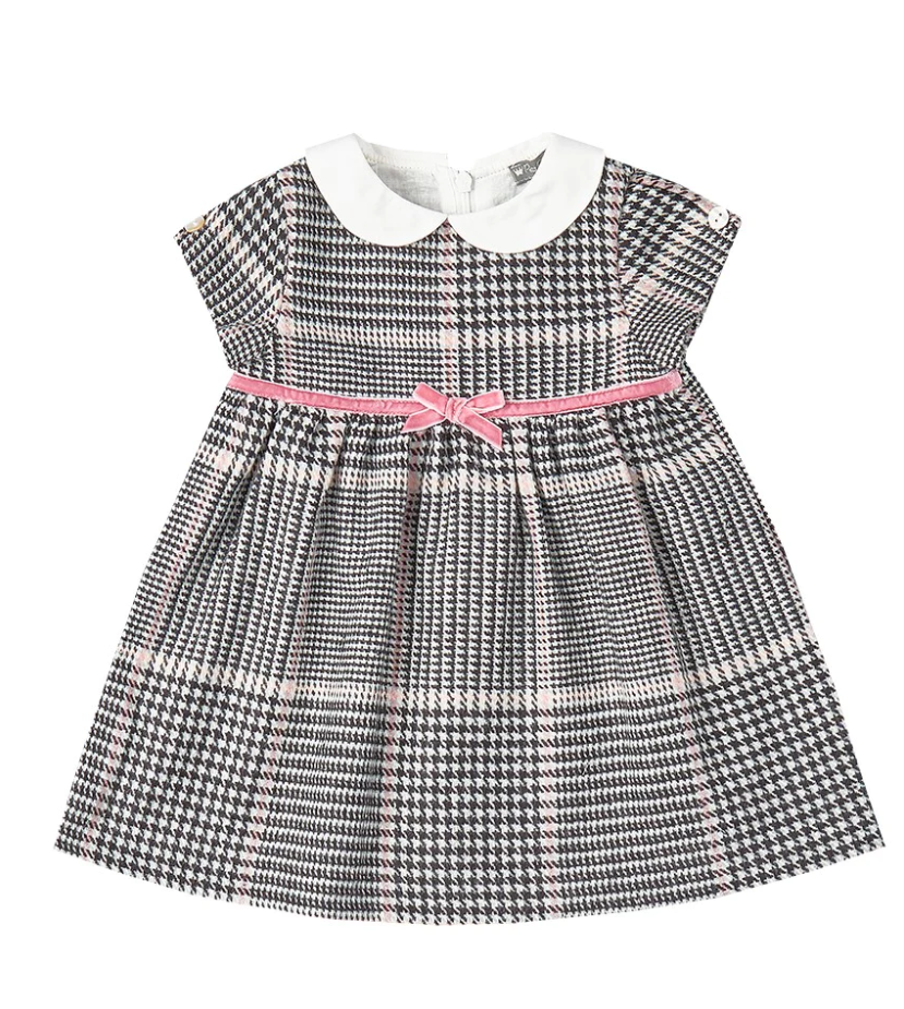 DRESS GRAY & PINK HOUNDSTOOTH