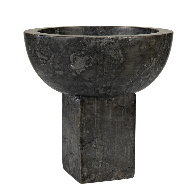 BOWL BLACK MARBLE TALL FOOTED