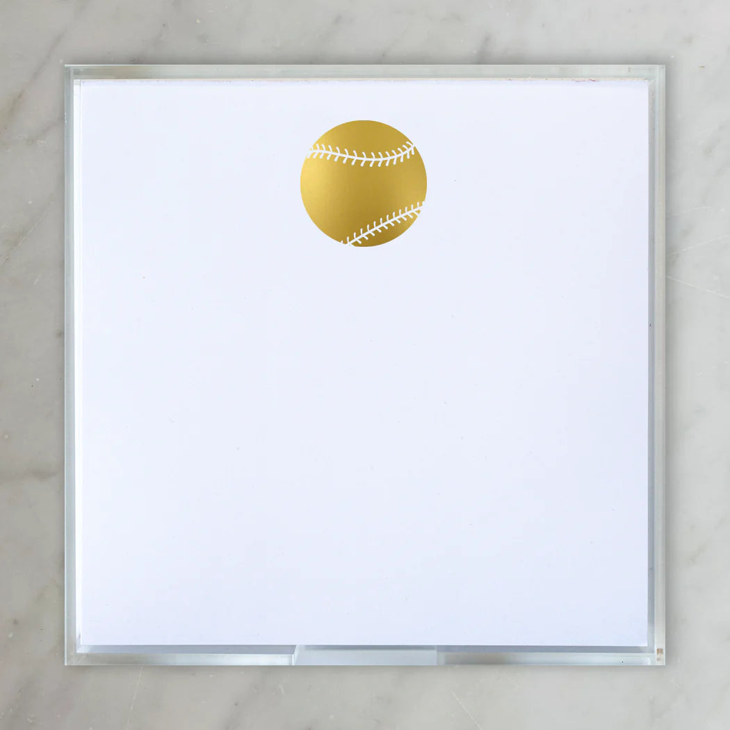 NOTEPAD SMALL GOLD FOIL BASEBALL