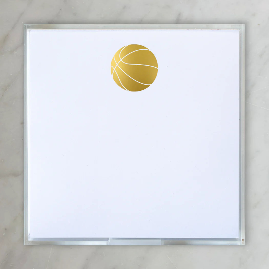 NOTEPAD SMALL GOLD FOIL BASKETBALL