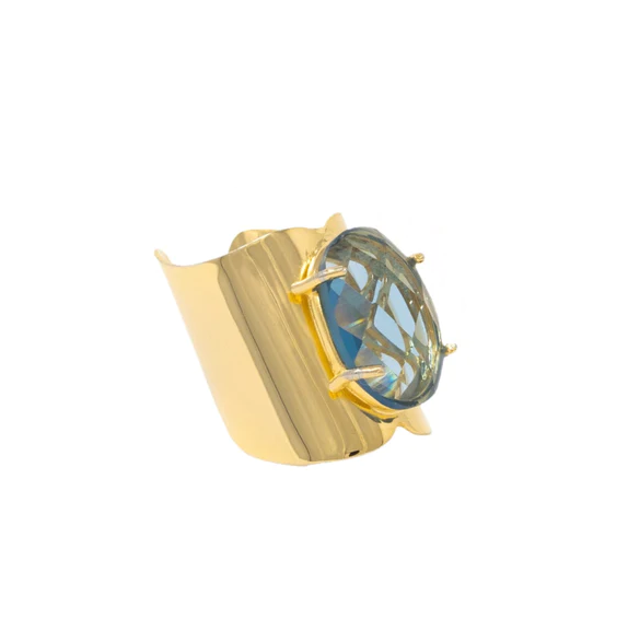 RING CRYSTAL GOLD AQUAMARINE #66645