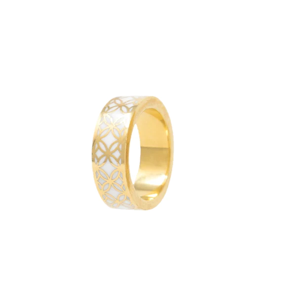 RING BAND SIGNATURE GOLD MOTHER PEARL RESIN  (Available in 2 sizes and styles)