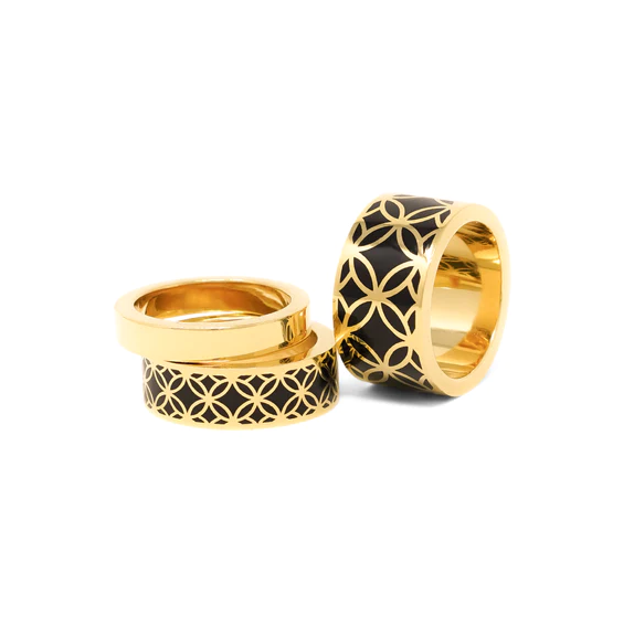RING BAND SIGNATURE GOLD ONYX RESIN (Available in 2 sizes and styles)