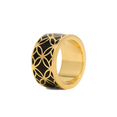 RING BAND SIGNATURE GOLD ONYX RESIN (Available in 2 sizes and styles)