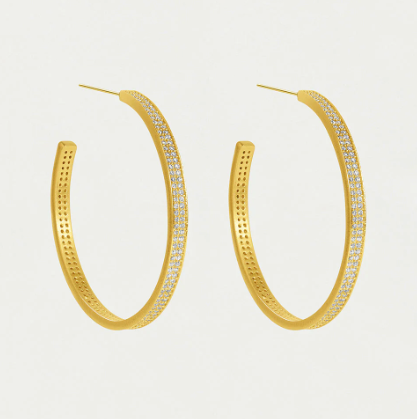 EARRINGS HOOPS PETIT PAVE MIDI WHITE TOPAZ #66686