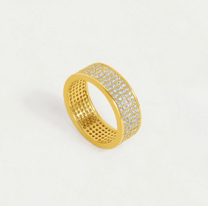 RING PETIT PAVE THICK STACKING WHITE TOPAZ #66689