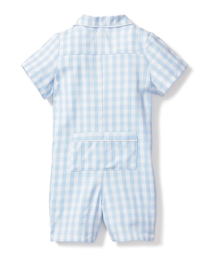 ROMPER SUMMER LT BLUE GINGHAM