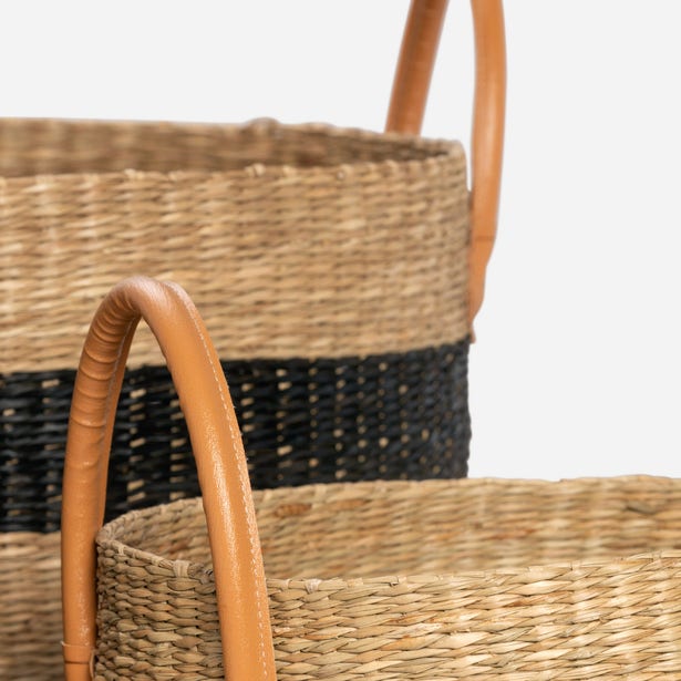 BASKETS BLACK NATURAL SEAGRASS (Available in 3 Sizes)