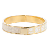 BRACELET HINGED GOLD/WHITE ENAMEL WHEAT