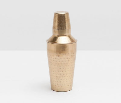 COCKTAIL SHAKER ETCHED ANTIQUE BRASS
