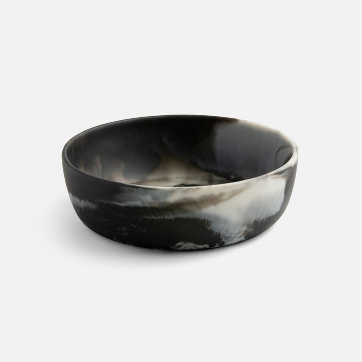 BOWL SERVING BLACK SWIRL RESIN