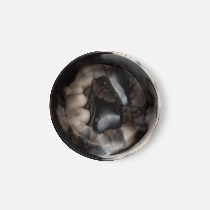 BOWL SERVING BLACK SWIRL RESIN