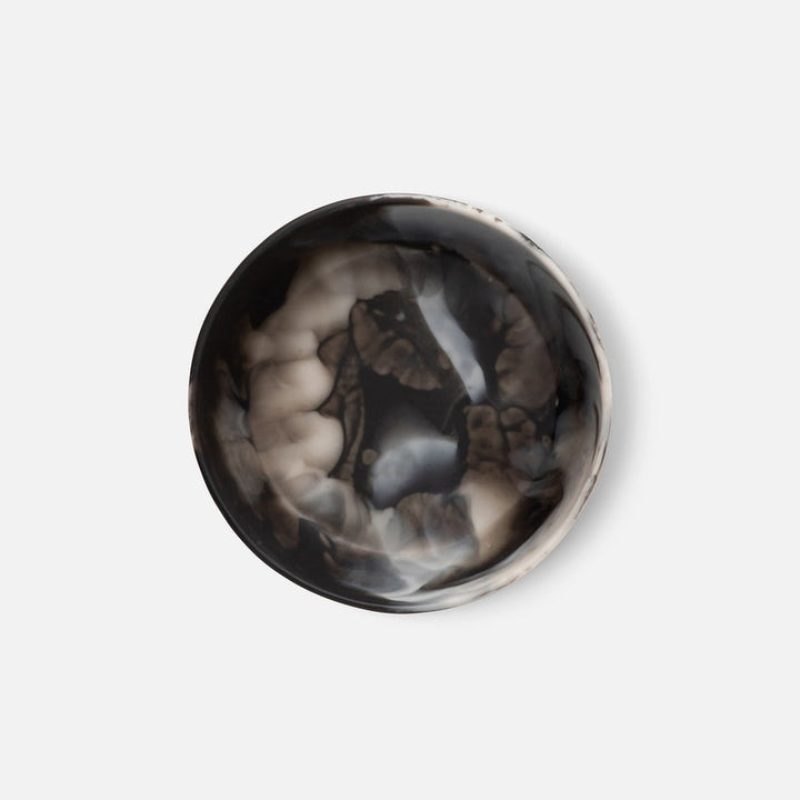 BOWL SERVING BLACK SWIRL RESIN