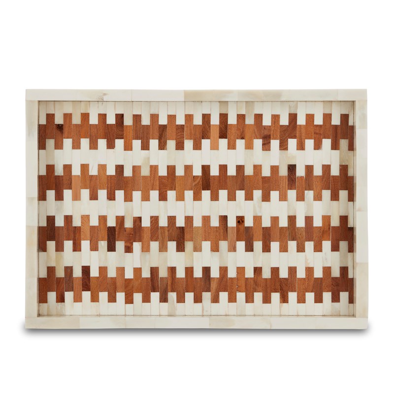 TRAY WHITE MARBLE & WOOD (Available in 2 sizes)