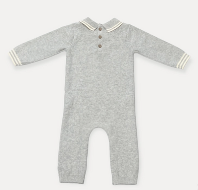 JUMPSUIT COLLAR & CABLE HEATHER GREY