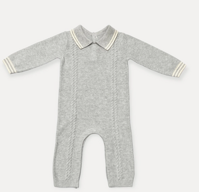 JUMPSUIT COLLAR & CABLE HEATHER GREY