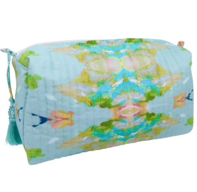 STAINED GLASS BLUE COSMETIC BAG