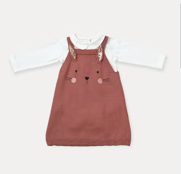 DRESS SET BUNNY APPLE SPICE (Available in Sizes)