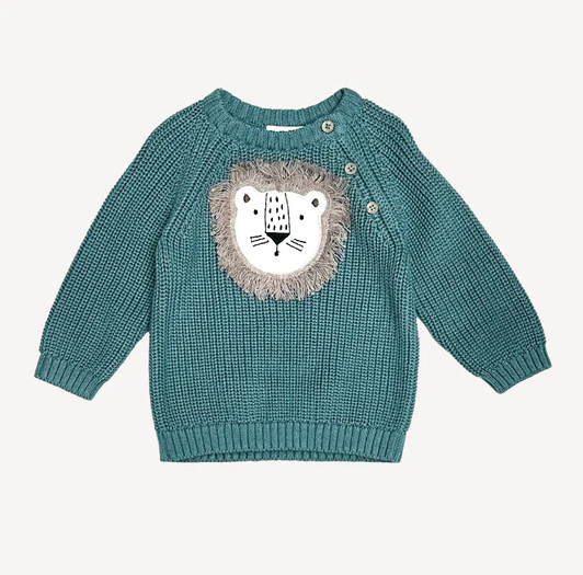 PULLOVER KNIT LION TEAL BLUE