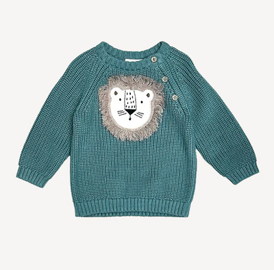 PULLOVER KNIT LION TEAL BLUE (Available in 3 Sizes)