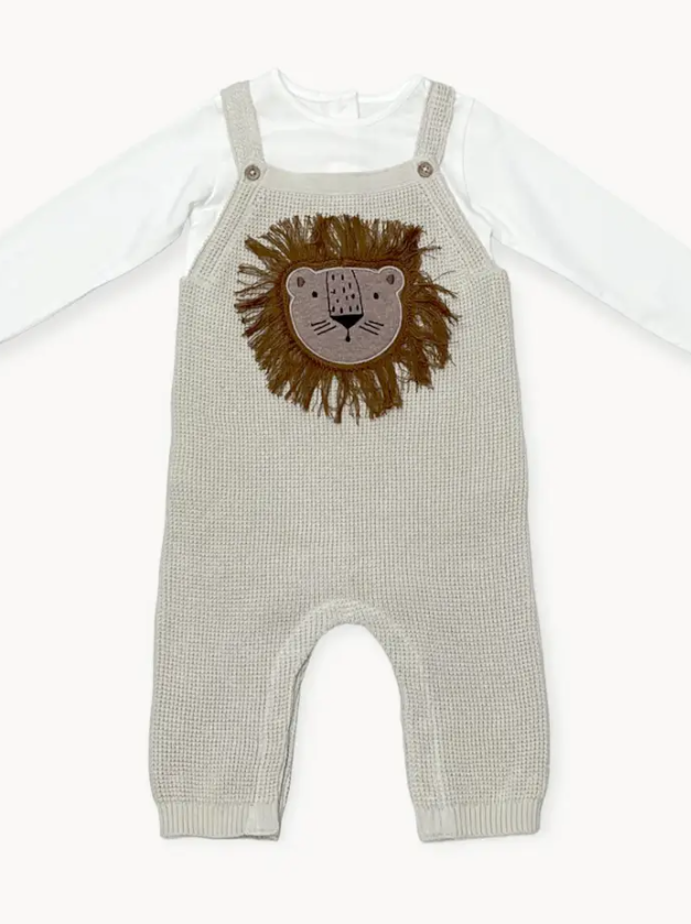 OVERALL SET LION APPLIQUE STONE