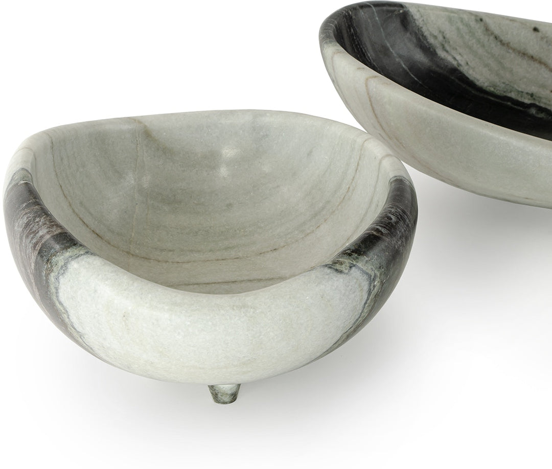 BOWL MARBLE BLACK & WHITE WITH FEET #67267