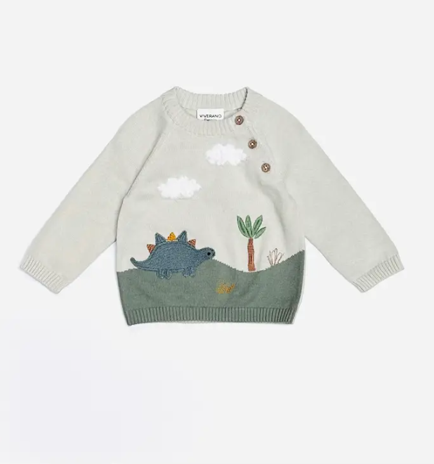 SWEATER APPLIQUE DINO STONE (Available in 2 Sizes)