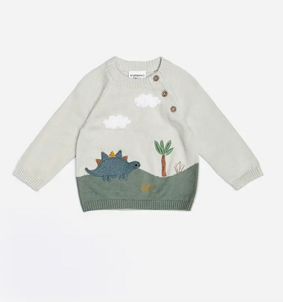 SWEATER BABY APPLIQUE DINO STONE (Available in 2 Sizes)