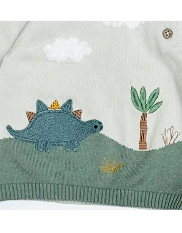 SWEATER BABY APPLIQUE DINO STONE (Available in 2 Sizes)