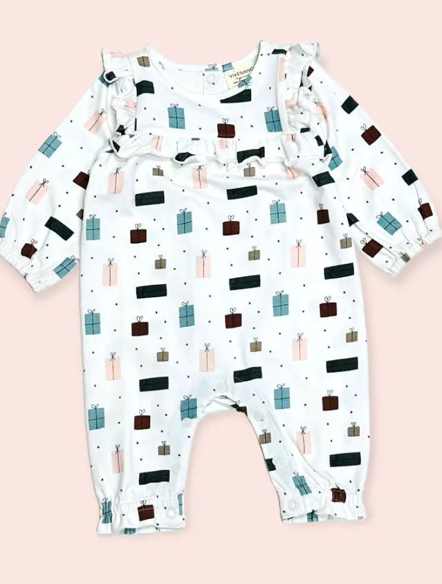 JUMPSUIT RUFFLE PRESENTS WHITE