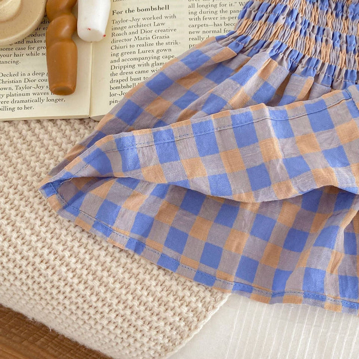 2-PIECE DRESS & SHORTS PLAID STRAP