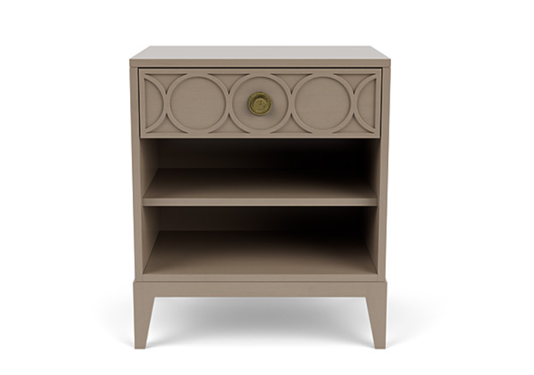 NIGHTSTAND ONE DRAWER TAUPE CIRCLE SMALL