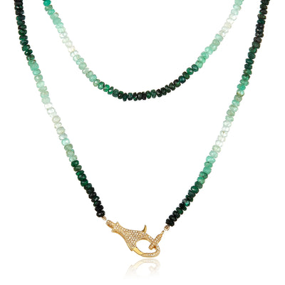 MABEL CHONG NECKLACE OMBRE EMERALD DIAMOND LOCK