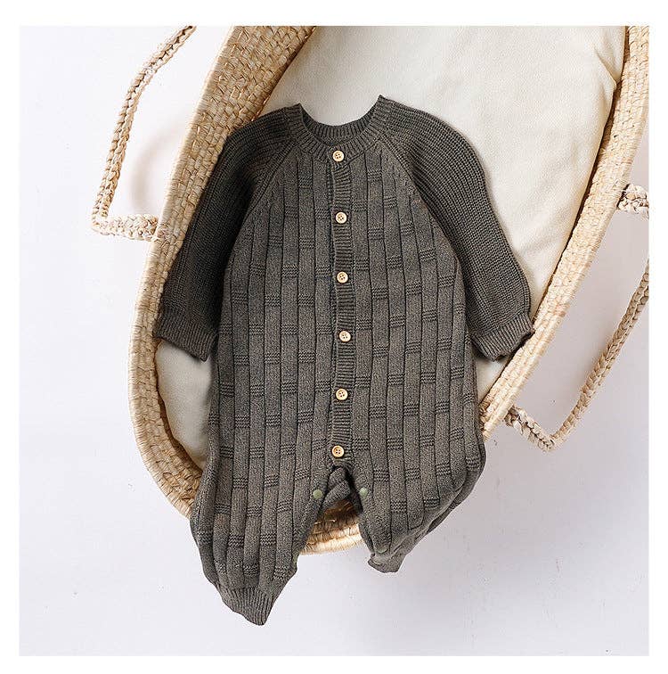 ROMPER KNITTED LONG SLEEVE GREEN