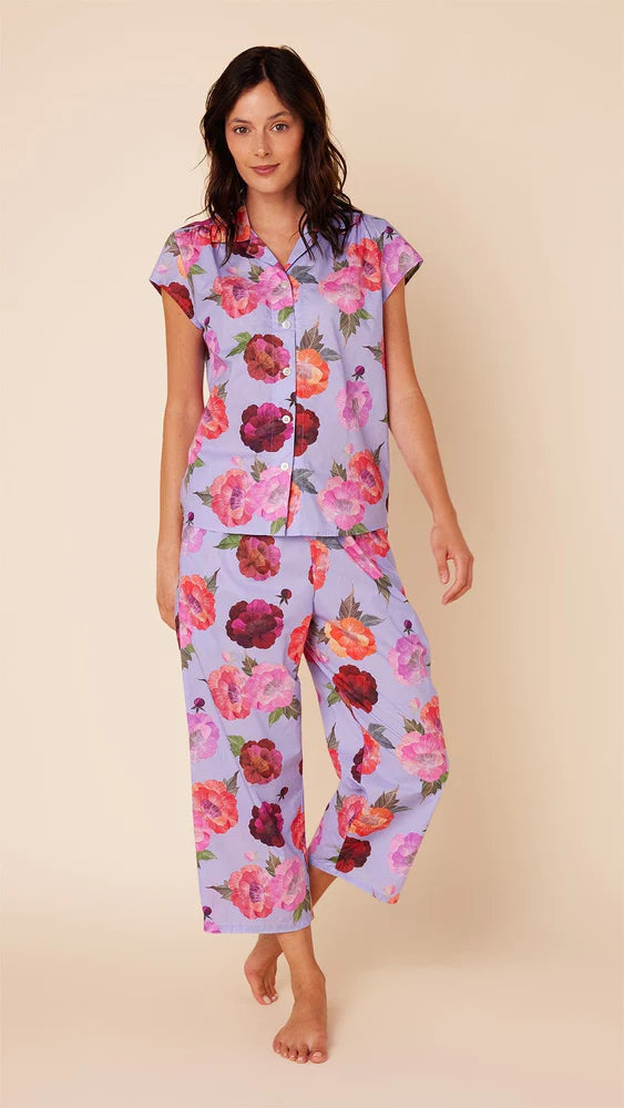 PAJAMA CAPRI LAVENDER WITH FLORAL PRINT (Available in 3 Sizes)