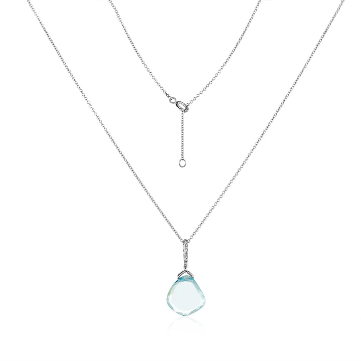 NECKLACE SLICE BLUE TOPAZ DIAMOND BAR #67605