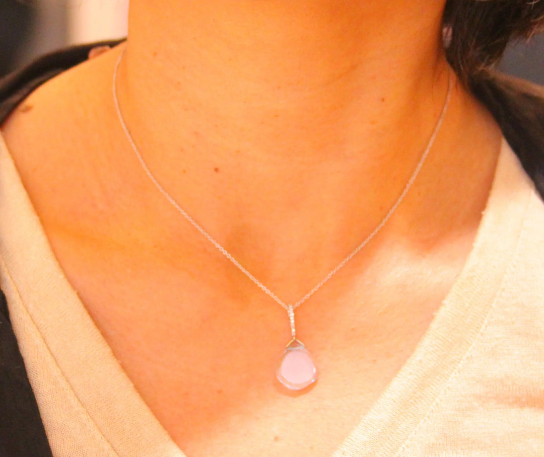 NECKLACE SLICE BLUE TOPAZ DIAMOND BAR #67605