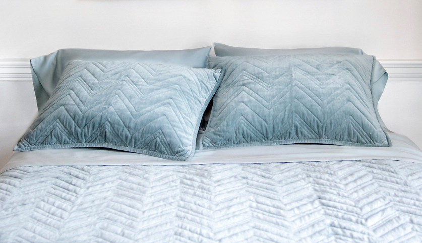SHAM QUILTED VELVET OCEAN STANDARD #67719