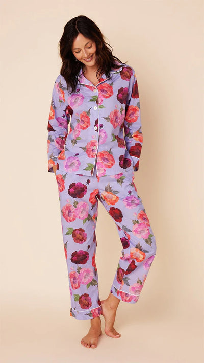 PAJAMA LONG MARI LAVENDER WITH LARGE FLORAL PRINT (Available in 3 Sizes)