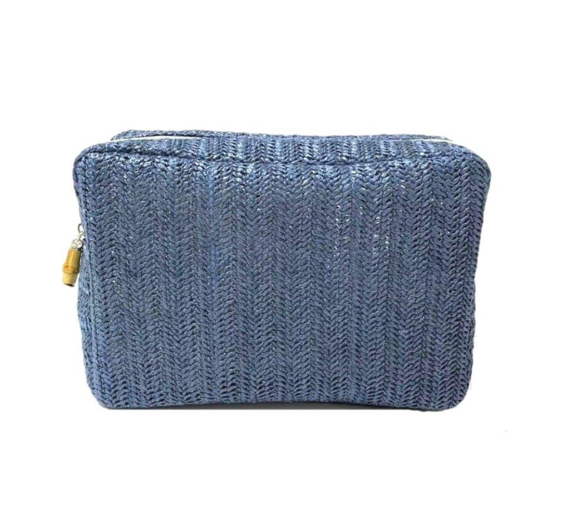 TOILETRY BAG STRAW INDIGO