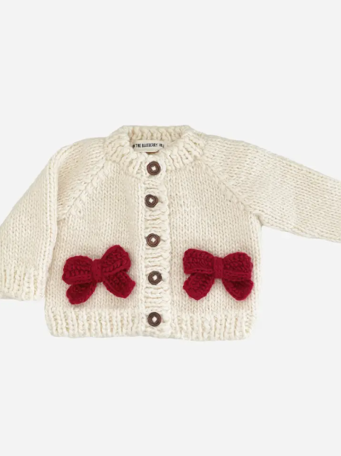 BABY CARDIGAN RED BOW CHRISTMAS