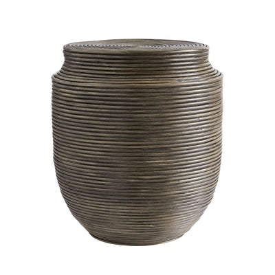 END TABLE TOBACCO WRAPPED RATTAN ROUND